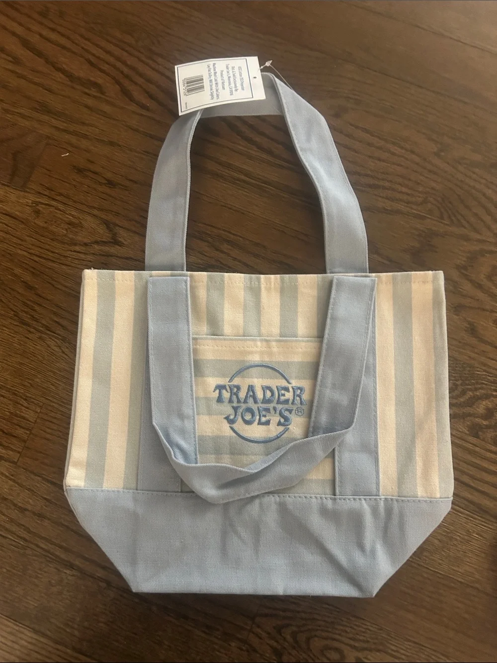 4 striped mini canvas trader joe bags
